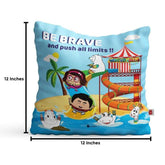 Jungle-Jalebi Brave Kids Cushion With Cover, Light Blue